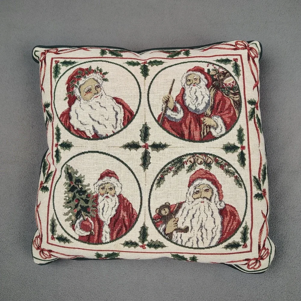 Riverdale Christmas Tapestry Throw Pillow Lot (2) 3 Wise Men / Santa Clause 13
